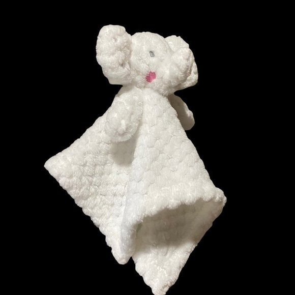INF Inc. elephant plush lovey solid‎ white, pink cheeks 12" square - Picture 1 of 9